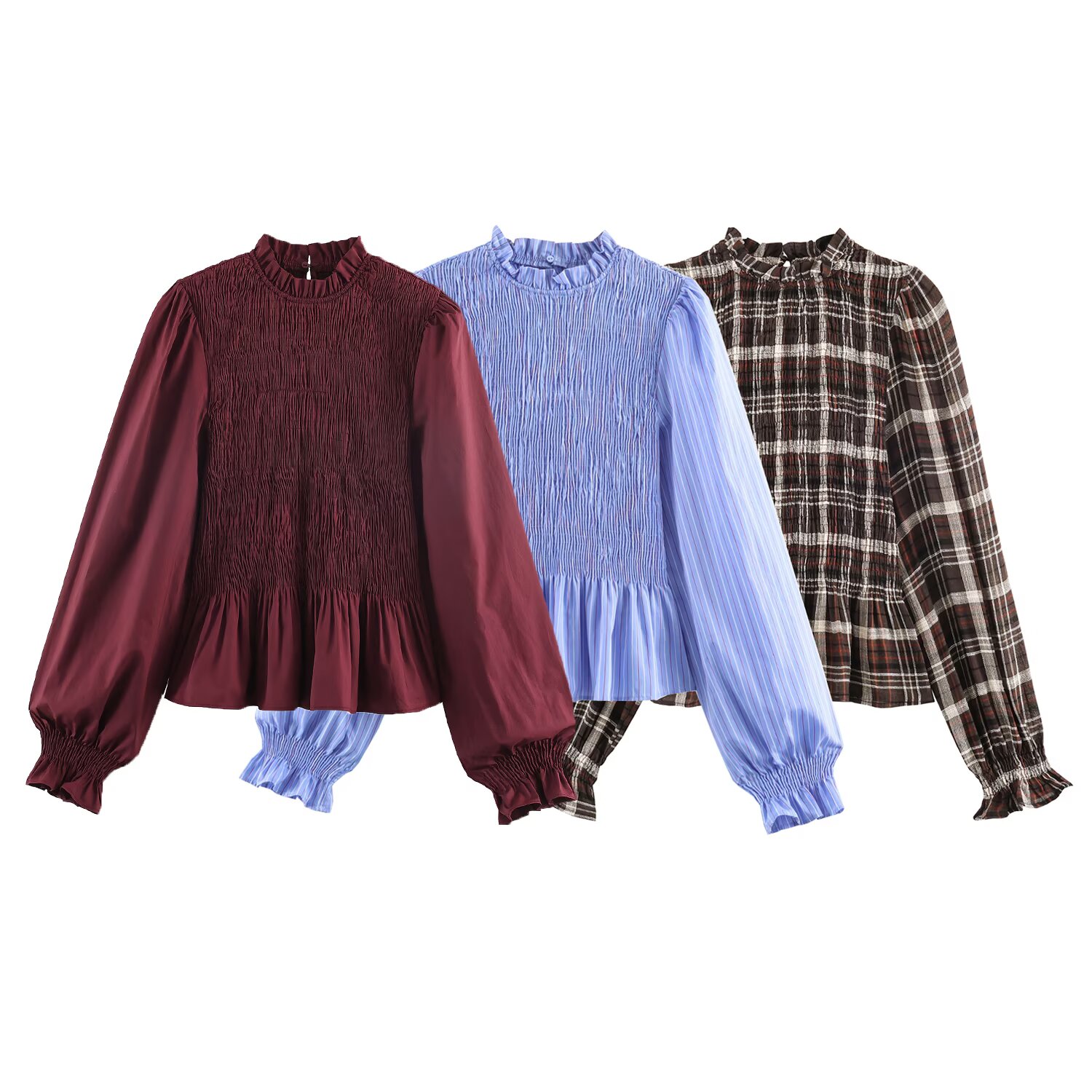 Brand Plaid Ruffle Blouses for - Streetwear Brand England 评论和价格