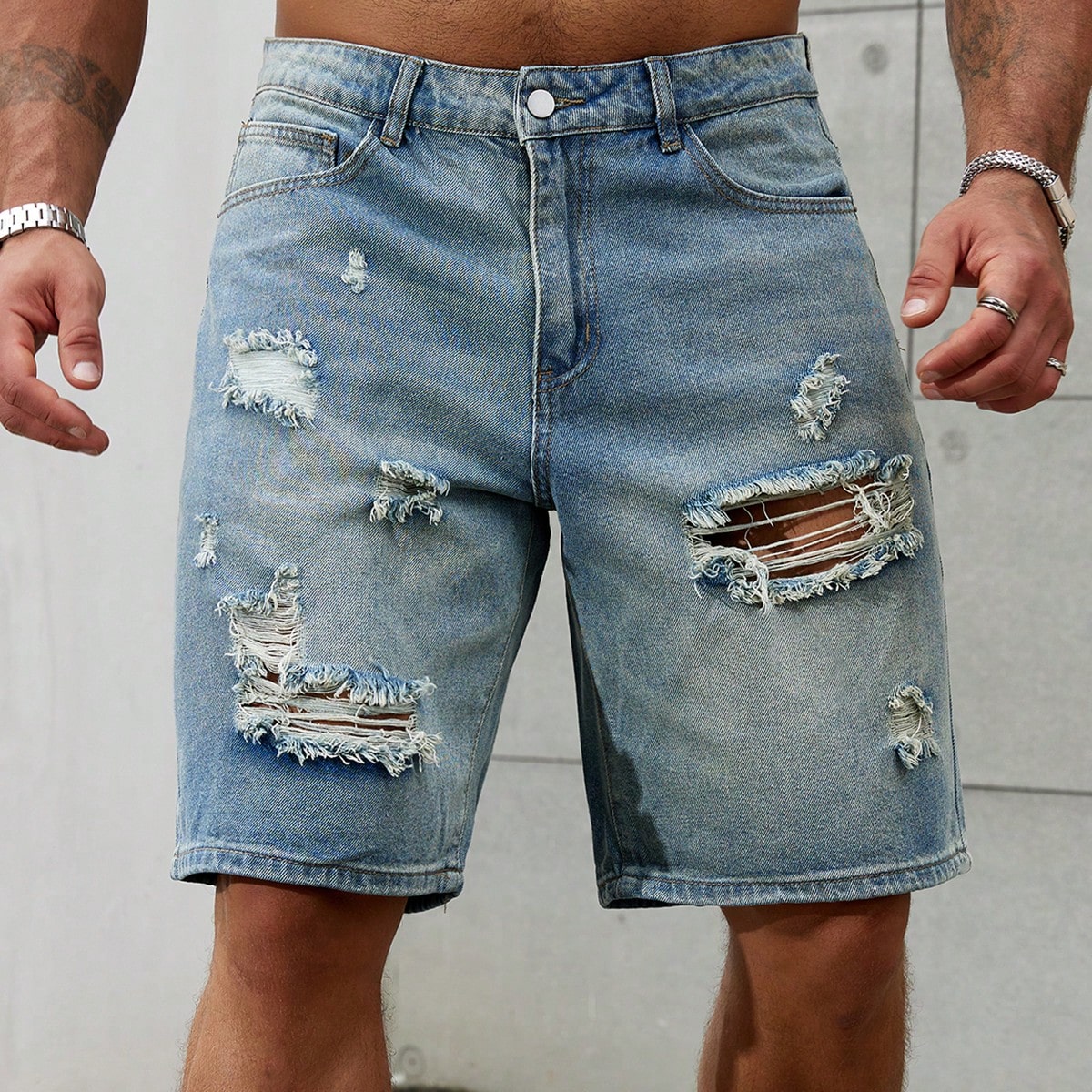 New Fashion Mens Ripped Short  - Streetwear Brand For Men 评论和价格