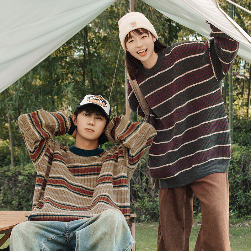 Korean Fashion Vintage Striped - Streetwear Brand England 评论和价格