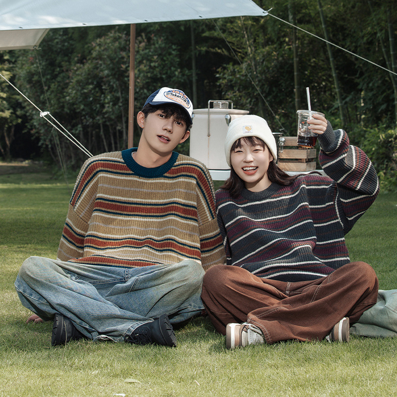 Korean Fashion Vintage Striped - Streetwear Brand England 评论和价格