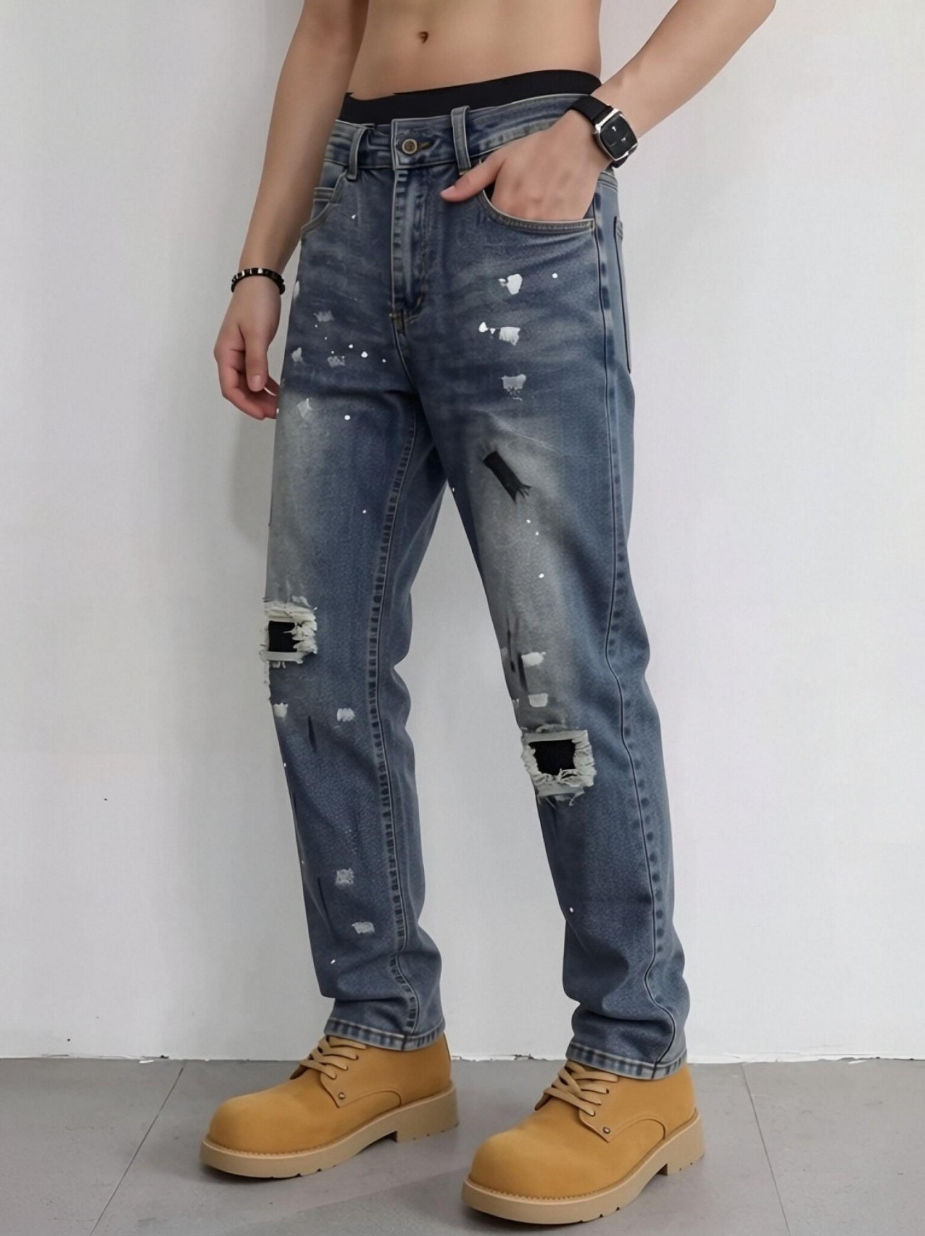 【HME】Men's jeans | Ripped Dist - Streetwear Brand Tags 评论和价格