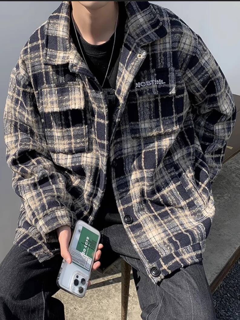 Men's Thick Shirts Jacket Autu - Streetwear Brand England 评论和价格